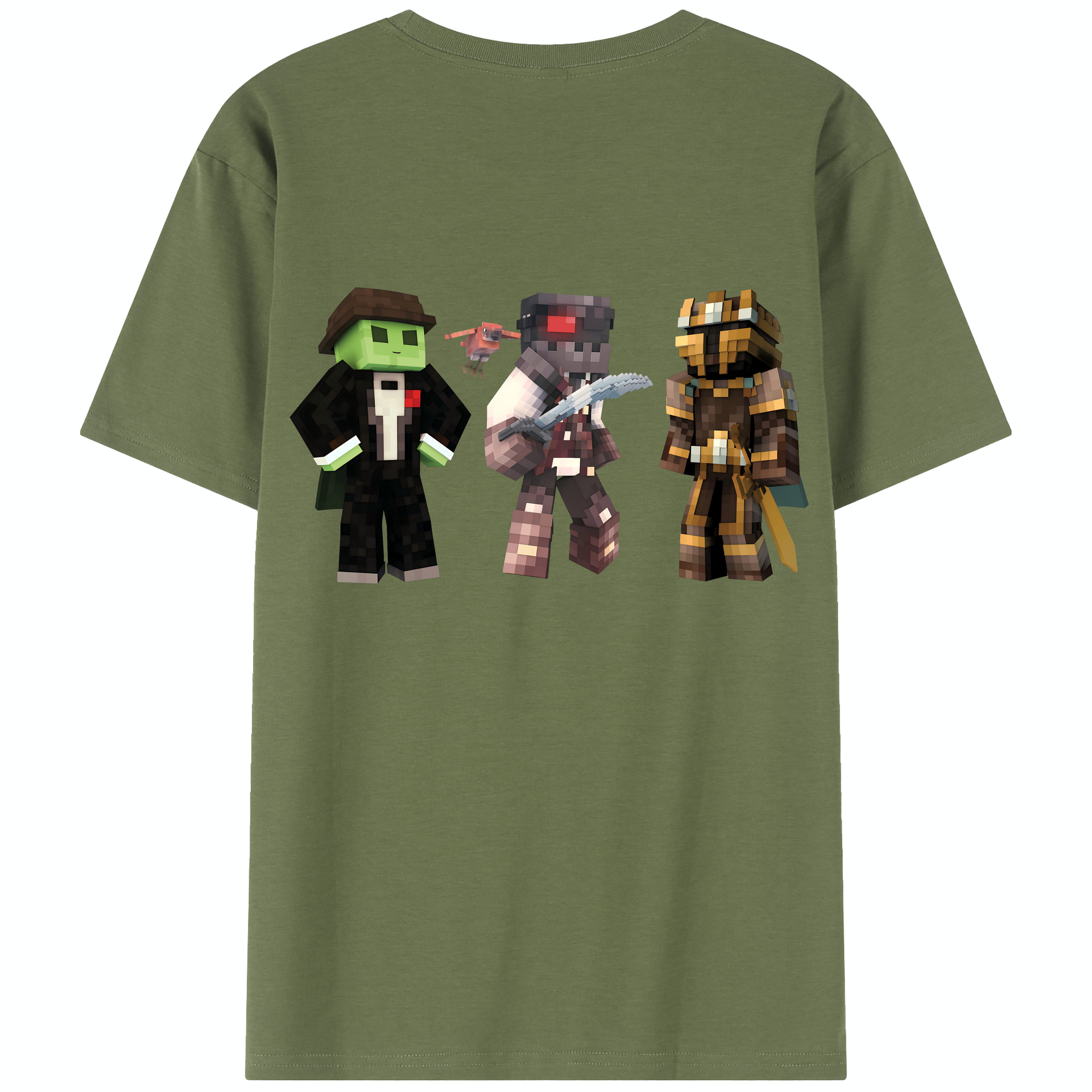 （画像用） マインクラフト ブロックの世界 Minecraft MC Block world 綿100％半袖Tシャツ（背面プリント）